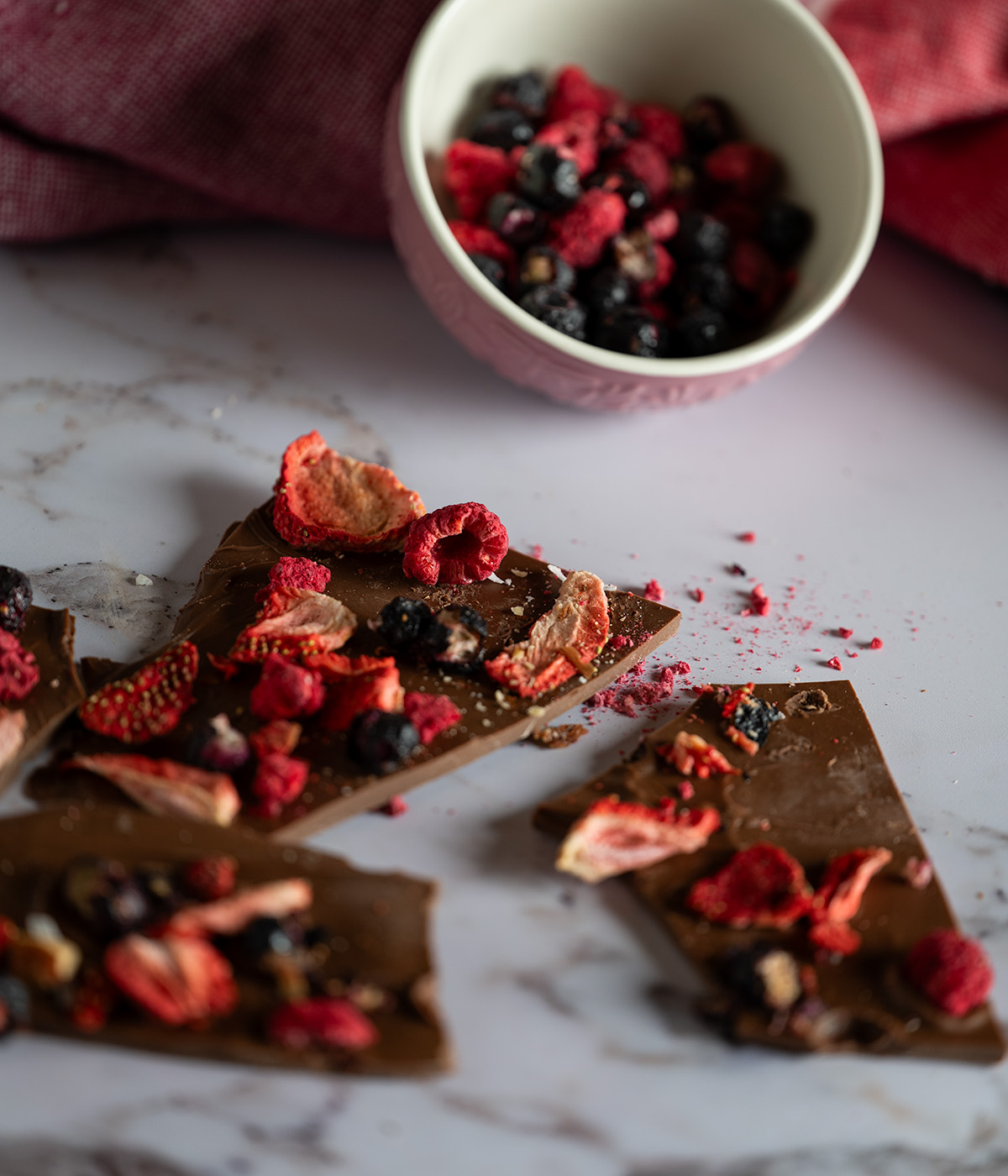 Fruit chocolate bark.