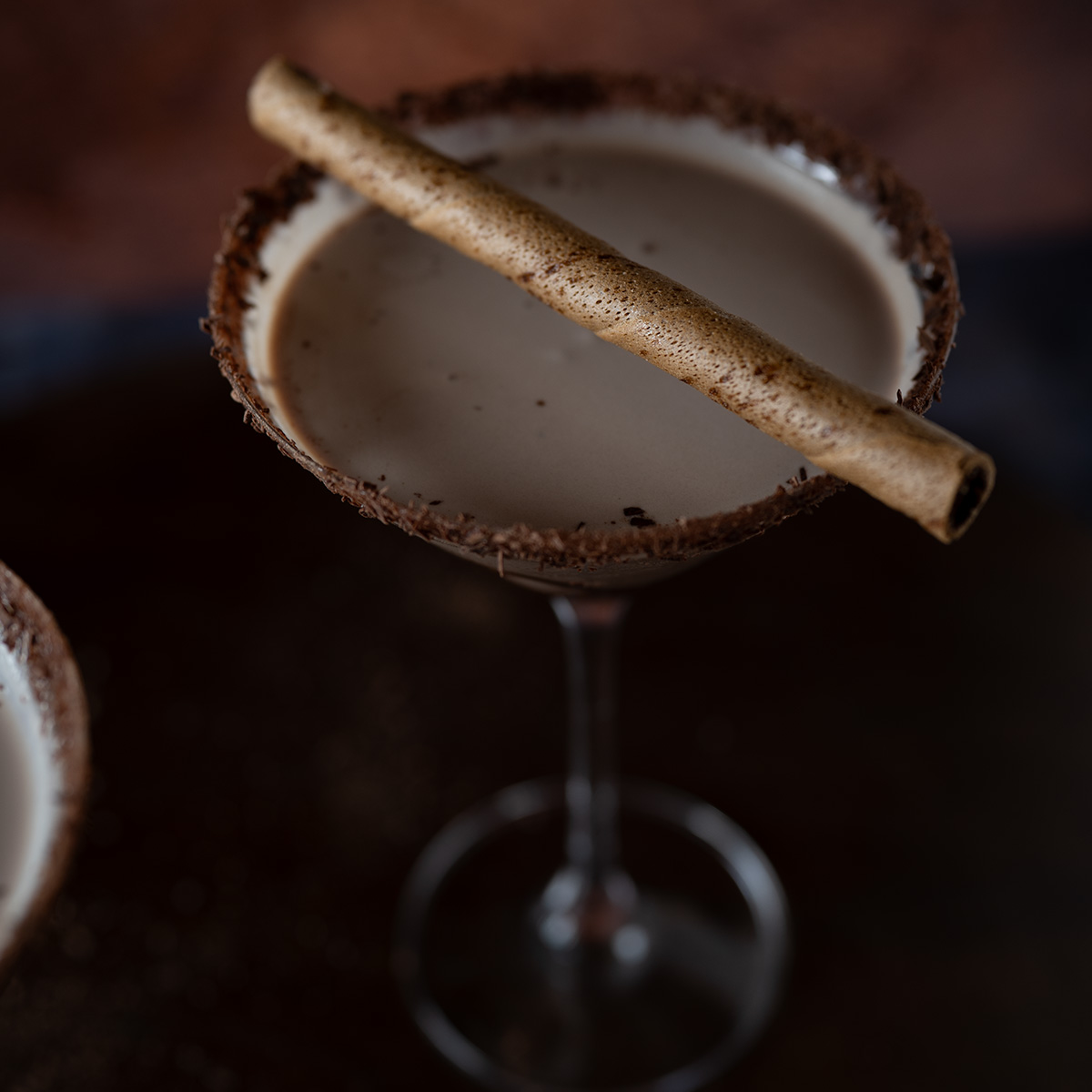 An art deco-style chocolate martini.