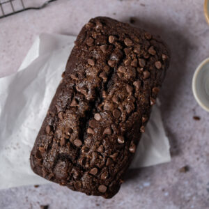 Chocolate loaf cake fresh from the oven.