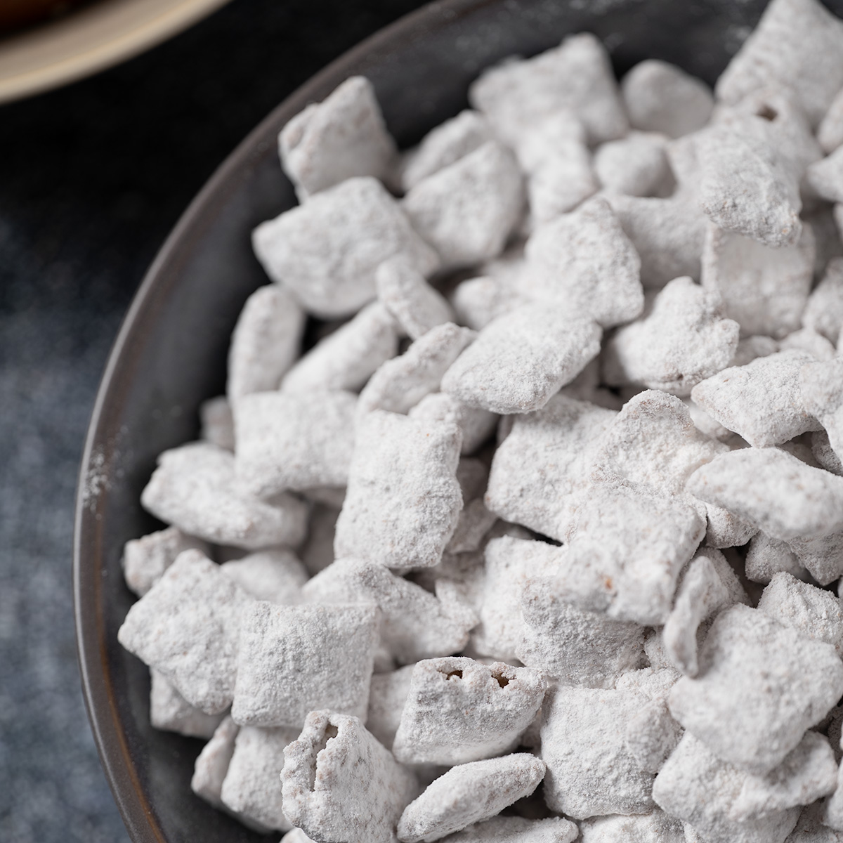 Muddy buddies in a bowl.