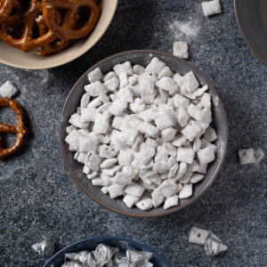 Muddy Buddies served with other snacks.