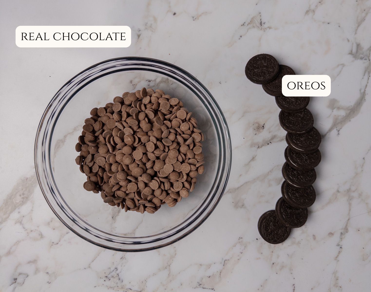 Ingredients for chocolate-covered Oreos.