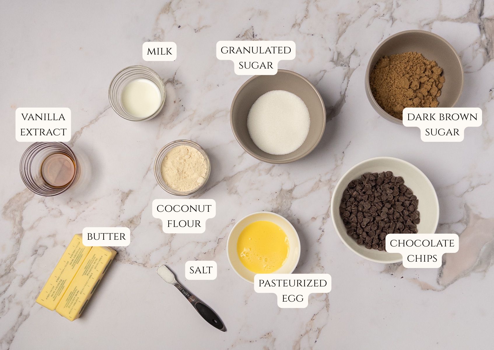 Ingredients for edible cookie dough.