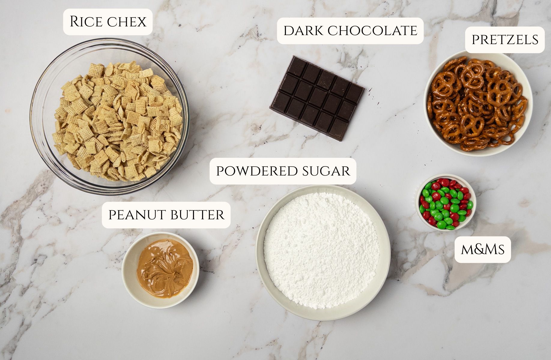 Ingredients for reindeer chow.