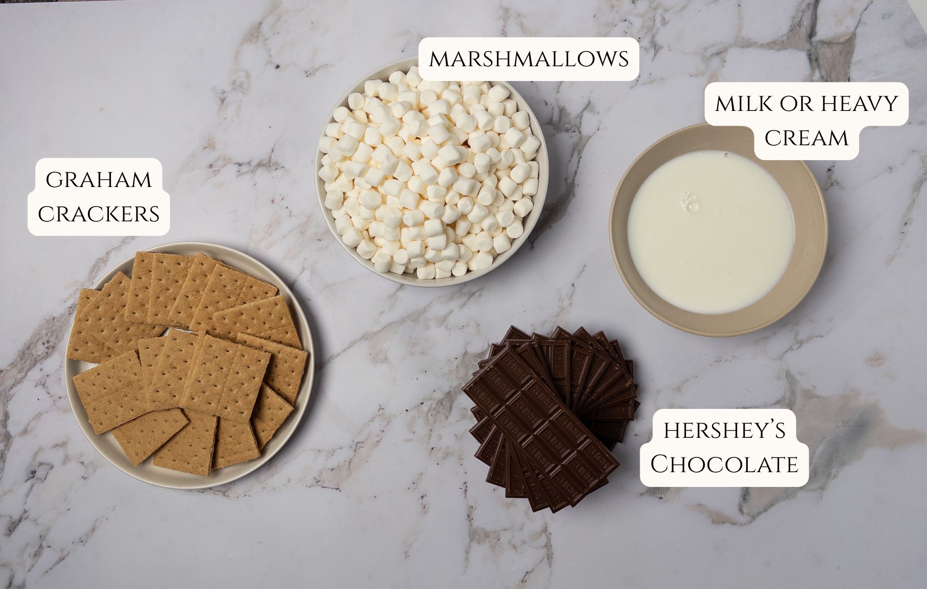 Ingredients for s'mores dip.