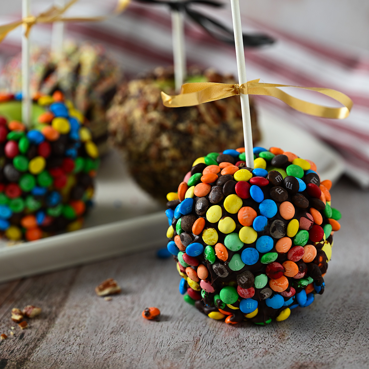 M&Ms chocolate caramel apple.